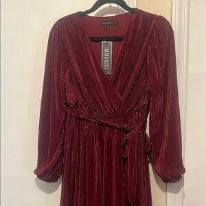 Mikarose Red Wrap Sundress with Bishop Sleeves